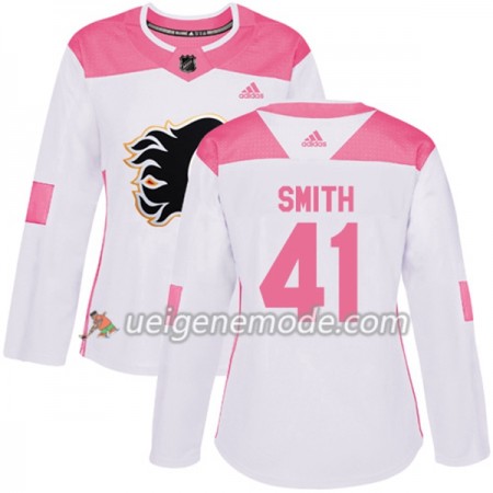Dame Eishockey Calgary Flames Trikot Mike Smith 41 Adidas 2017-2018 Weiß Pink Fashion Authentic